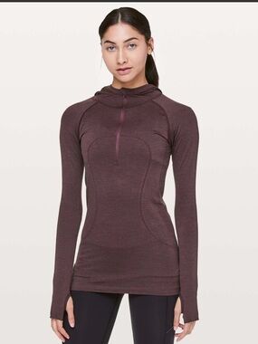 Lululemon Swiftly Tech Hooded 1/2 Zip
 Half-Zip Hooded Athletic Top - Plum NWOT